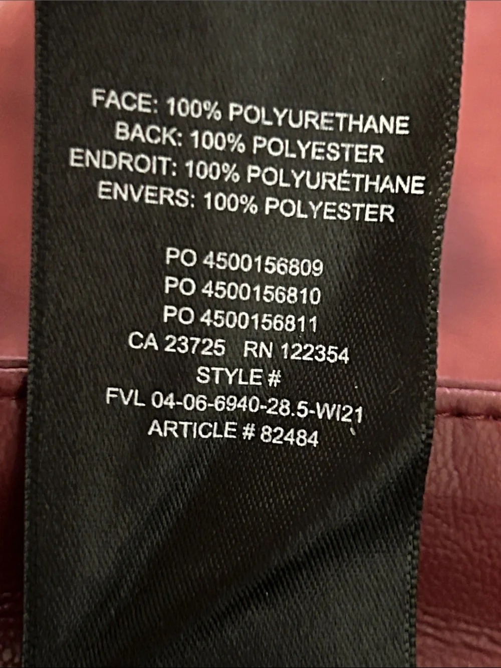 Aritzia Wilfred The Melina High Waist Vegan Leather Pants Garnet Red Size 8